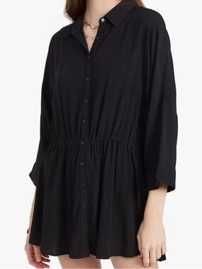 l*space Black Button-Front Tunic Shirt
